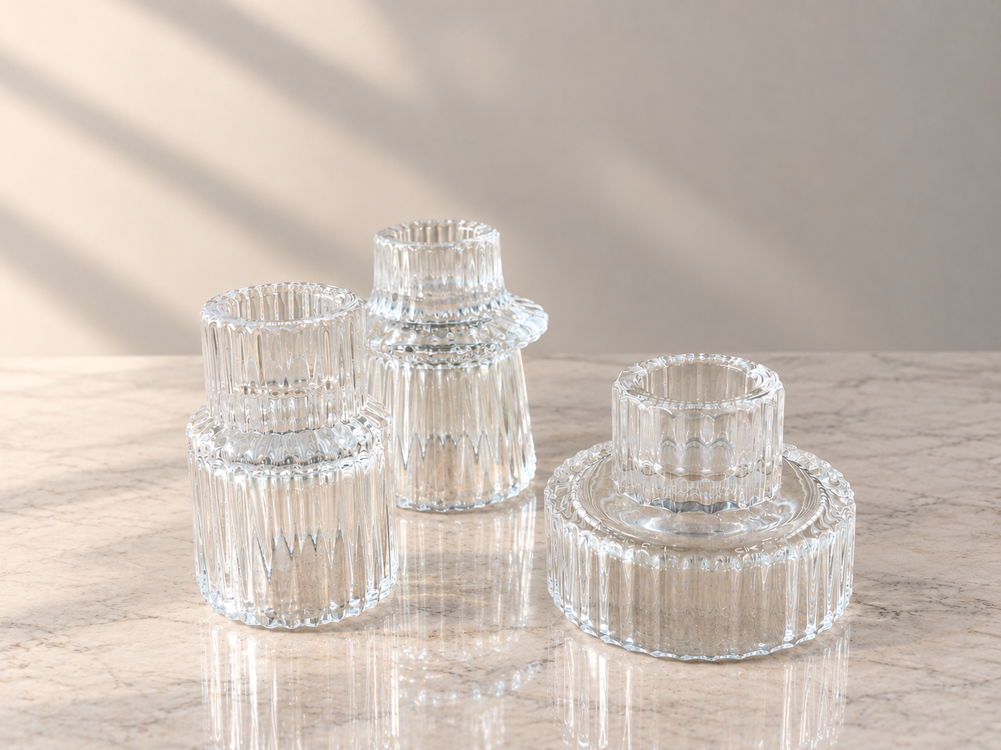 Lot de 3 bougeoirs cannelés en location - photo 1